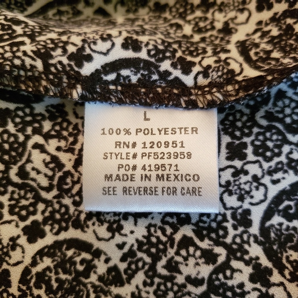Pink Rose Blouse Black/White Size Large - Picture 7 of 7